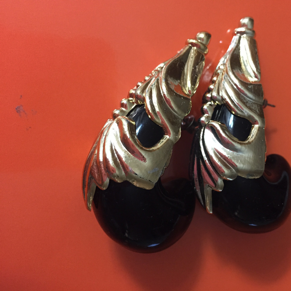 Huge c. 1980s Resin Pierced Earrings